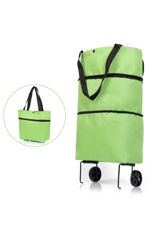 حقيبة تسوق قابلة للطي بعجلات – عربة بقالة كبيرة السعة قابلة لإعادة الاستخدام، حقيبة تسوق خفيفة الوزن للسوپرماركت والسفر - Image 1